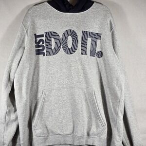 Nike Hoodie Mens‎ 2XL Navy Gray Just Do It Swoosh Pullover Sweatshirt Blue Tag